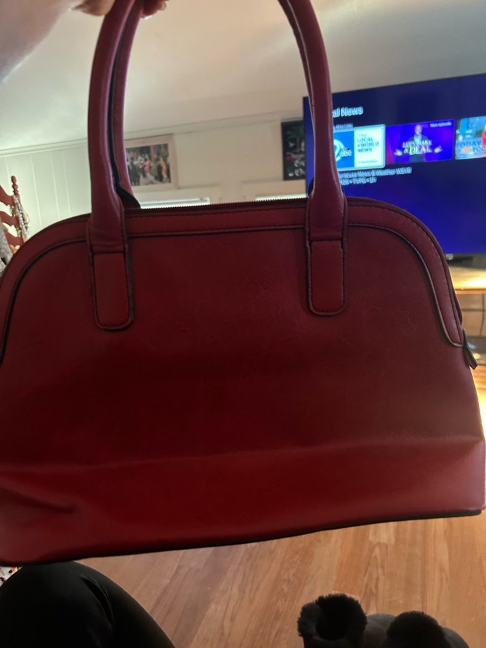London Fog Red Leather Top-Handle Satchel NWOT